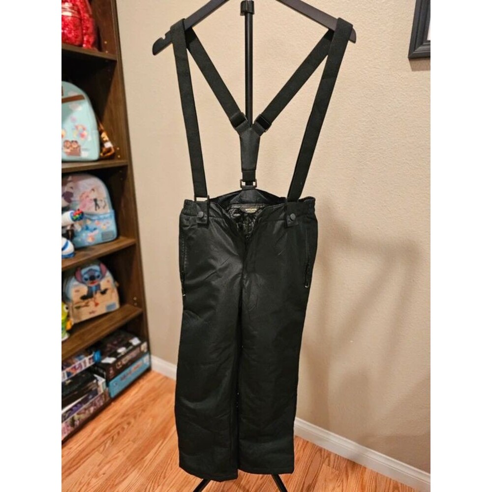 Kids Black Snow Pants with Suspenders